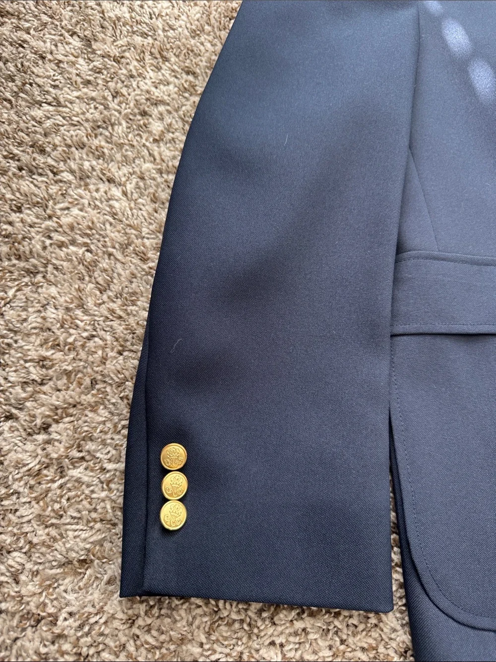 Classic Navy Men's Tailored Two-Button Blazer with Gold Buttons